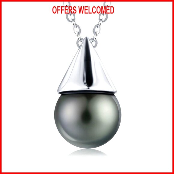 Tahitian Black Pearl Pendant Necklace Sterling Silver Timeless Jewelry Gift